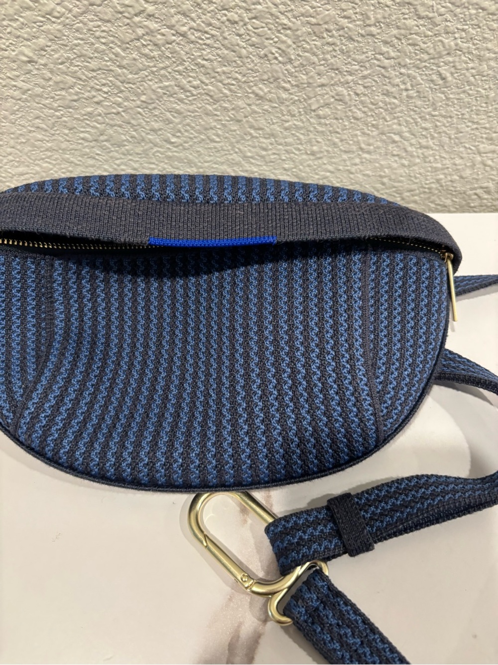 Rothy's Navy and Royal Blue Woven Mini Crossbody Belt Bag - Picture 7 of 9